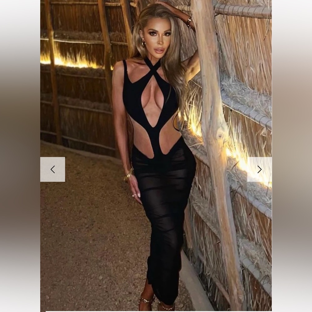 JESSICA BARA NOVA CUT OUT MESH MIDI DRESS S